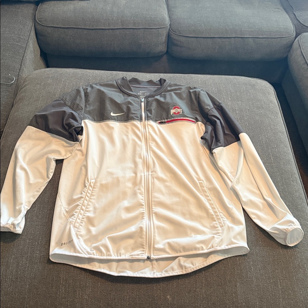 Nike White and Black Full-Zip Ohio State Jacket